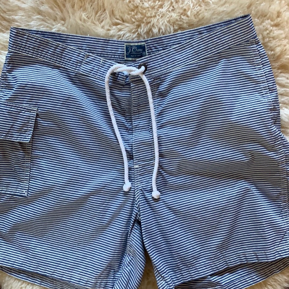 JCrew Blue Seersucker Swim Trunks